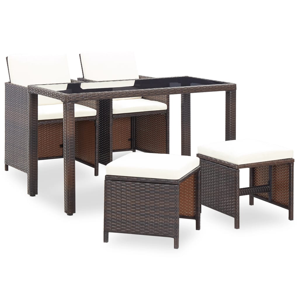 5-Delige Tuinset Met Kussens Poly Rattan