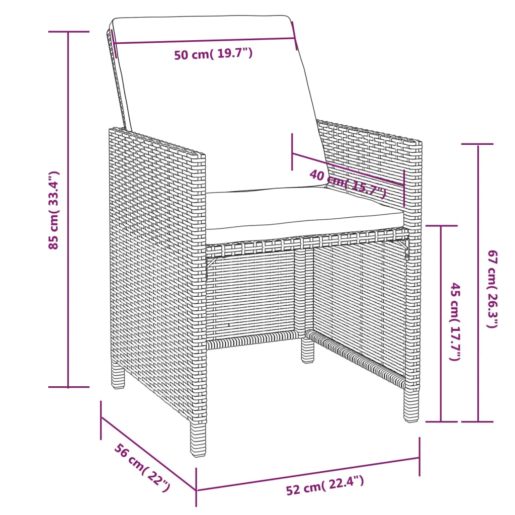 13-Delige Tuinset Met Kussens Poly Rattan Zwart En Bruin