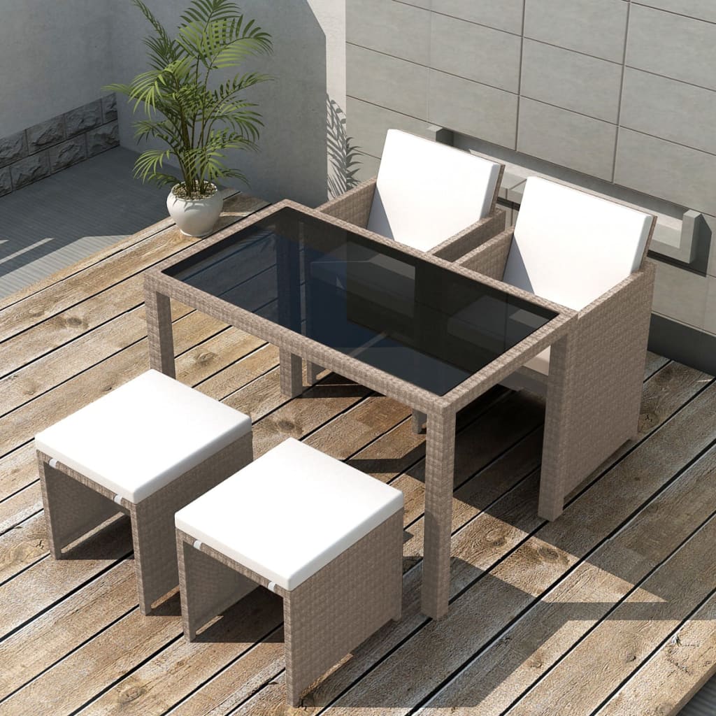 13-Delige Tuinset Met Kussens Poly Rattan Beige