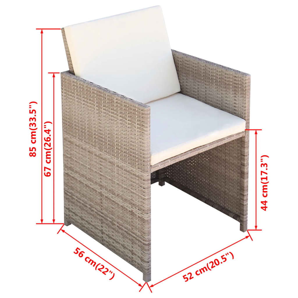 13-Delige Tuinset Met Kussens Poly Rattan Beige