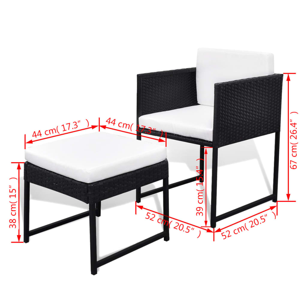 13-Delige Tuinset Met Kussens Poly Rattan