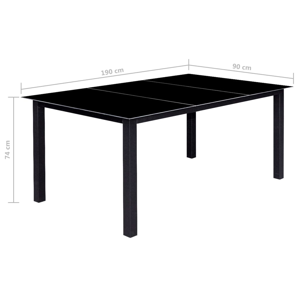 9-Delige Tuinset Inklapbaar Aluminium Zwart