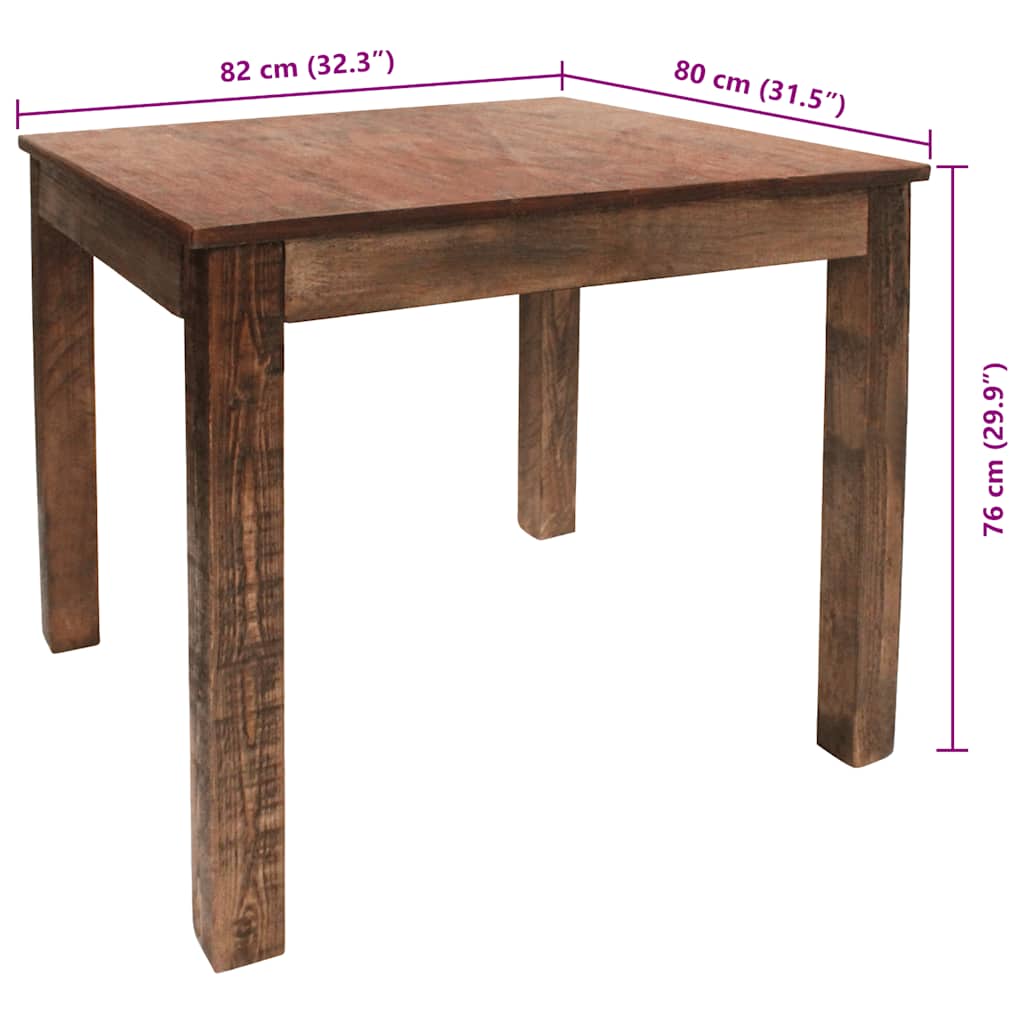 Eettafel 82X80X76 Cm Gemengd Gerecycled Hout Zwart