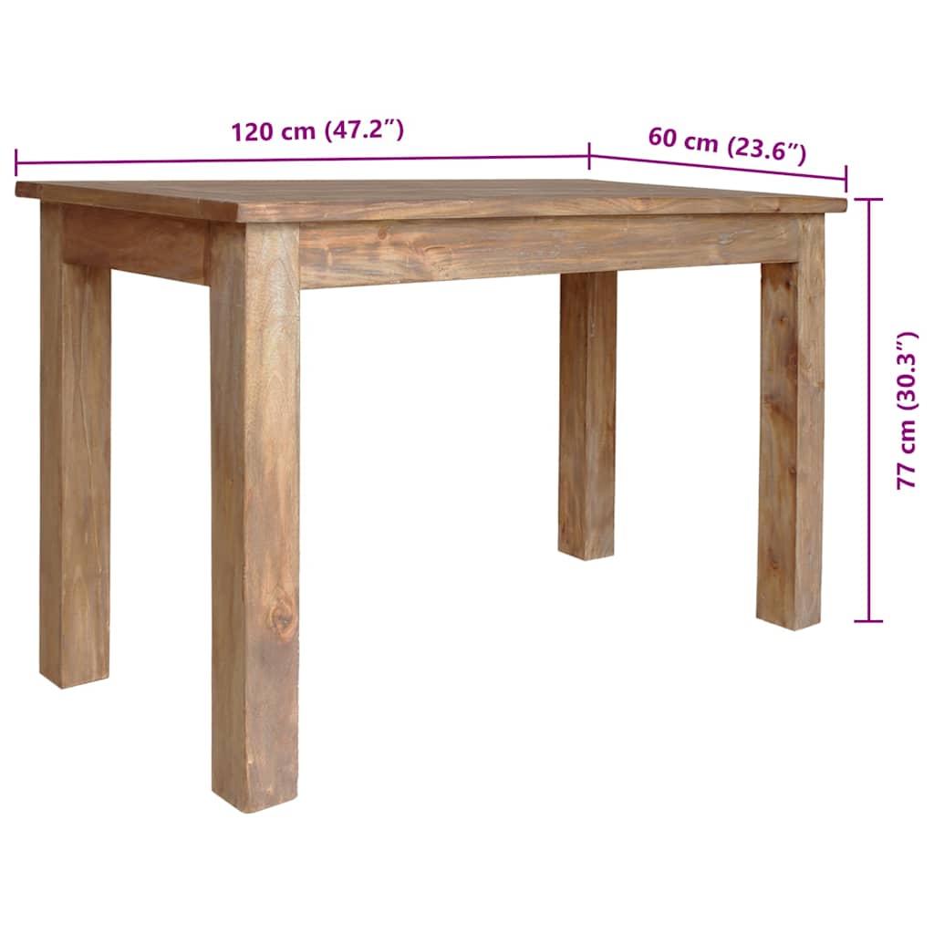 Eettafel 120X60X77 Cm Massief Mahoniehout