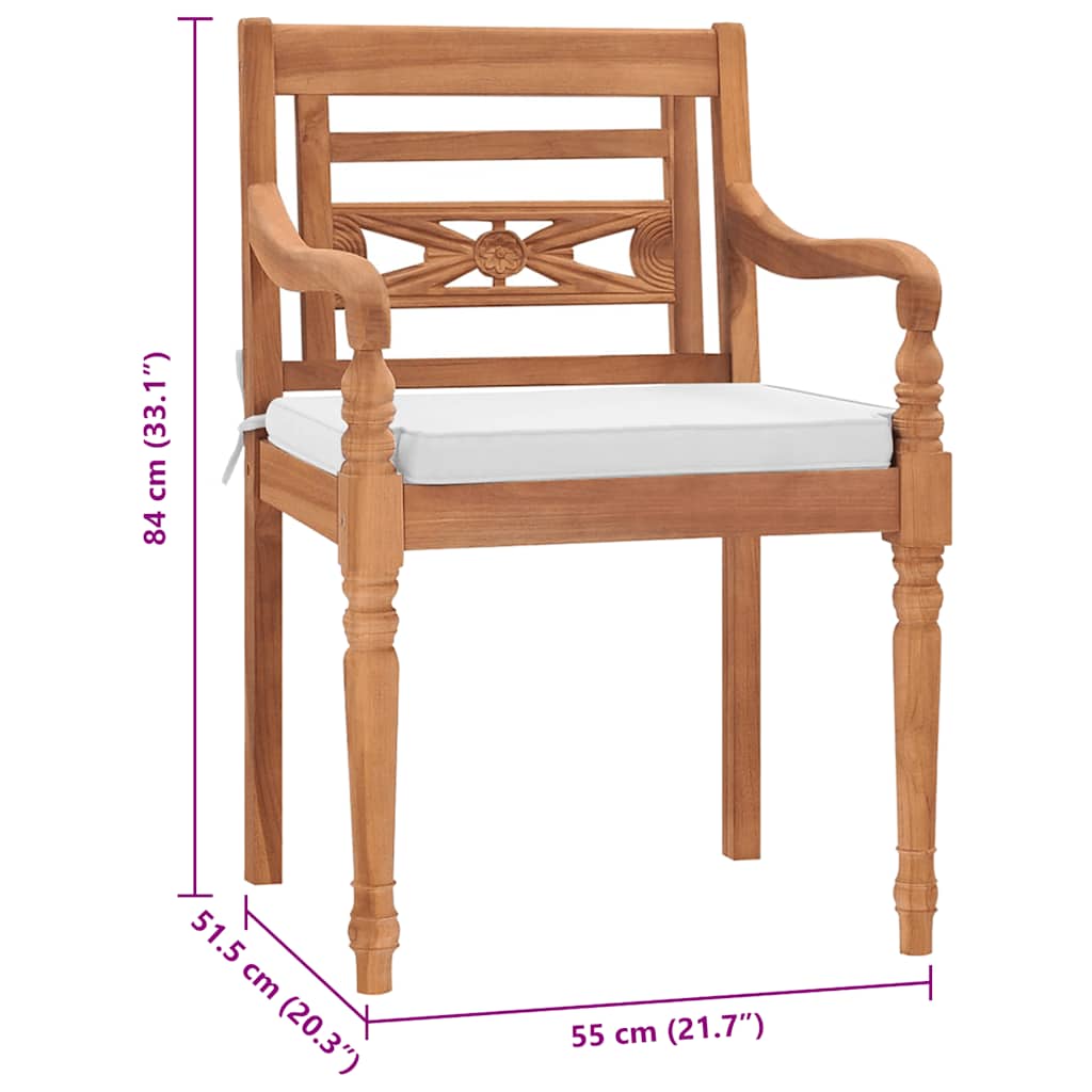 Stoelen Batavia Met Kussens Massief Teakhout
