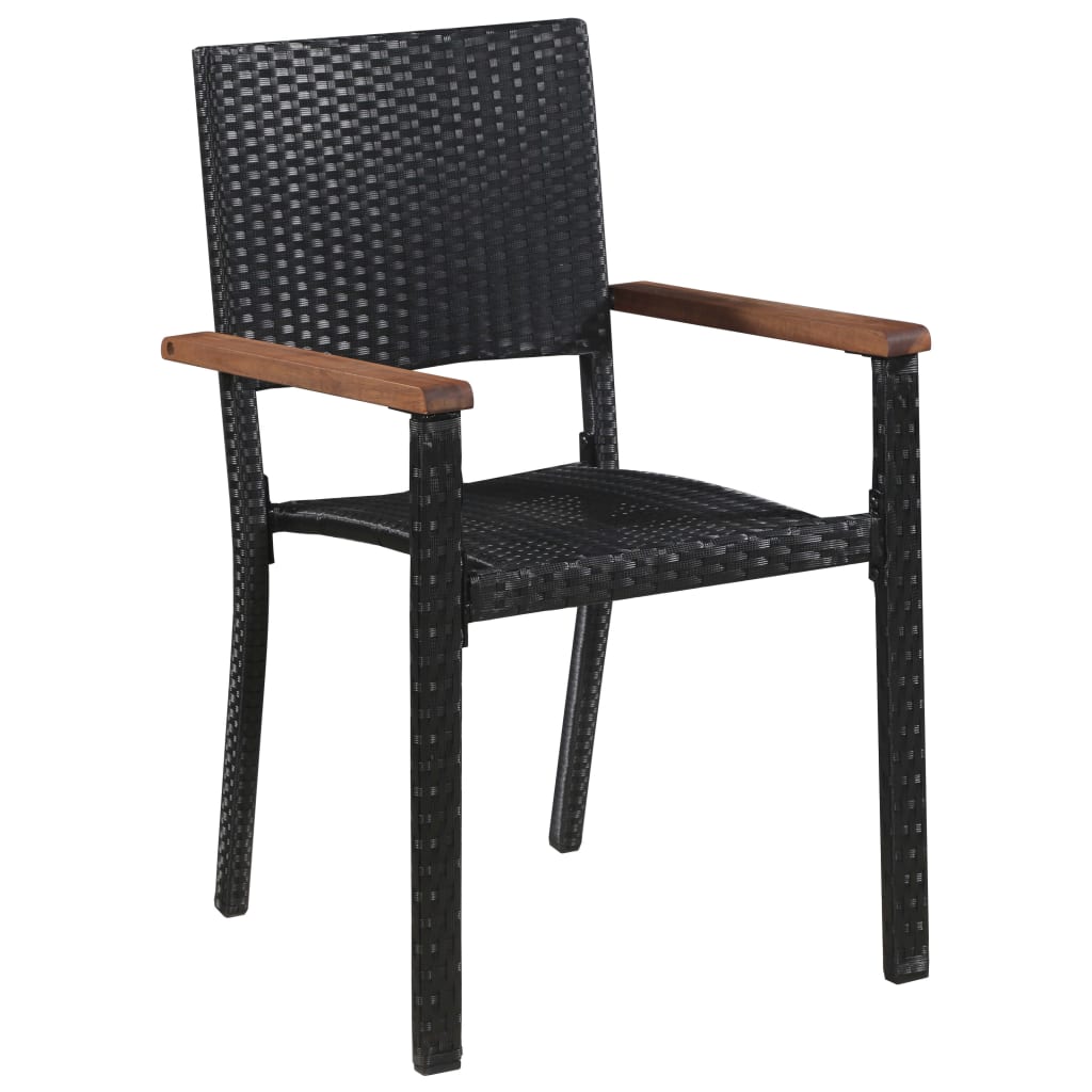 7-Delige Tuinset Poly Rattan En Acaciahout Zwart