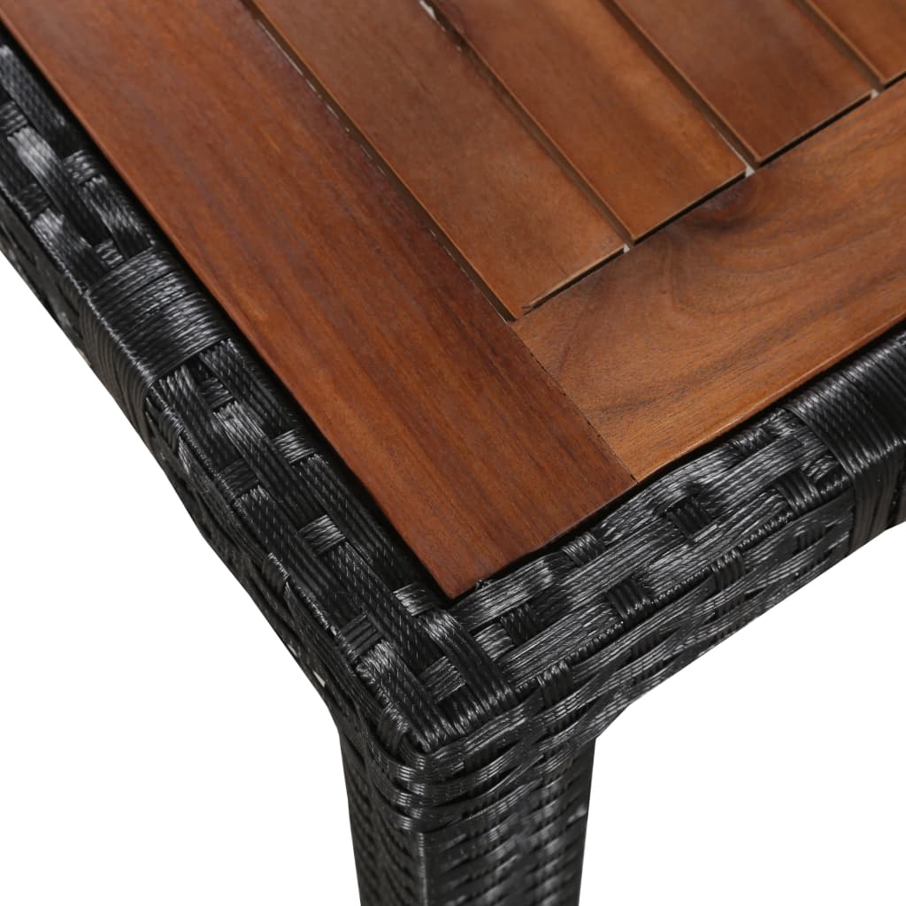 7-Delige Tuinset Poly Rattan En Acaciahout Zwart