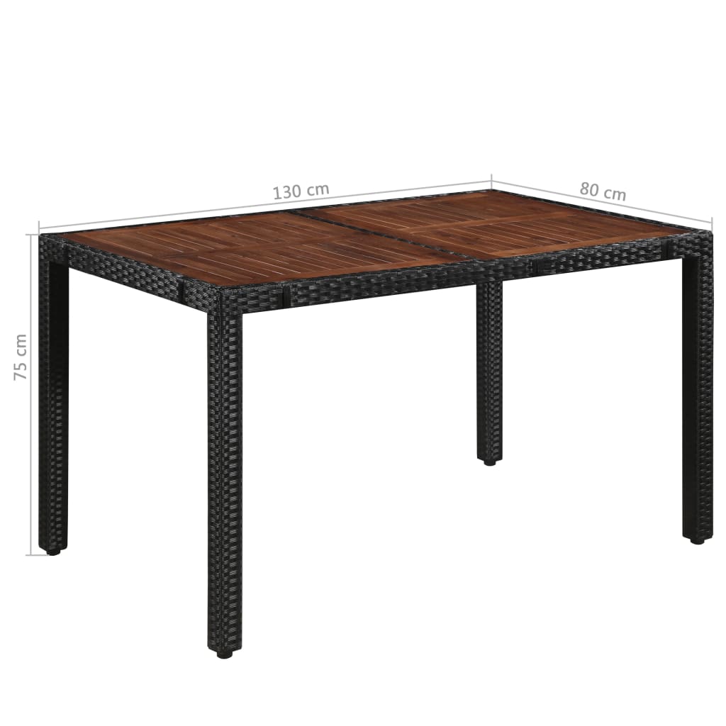 7-Delige Tuinset Poly Rattan En Acaciahout Zwart