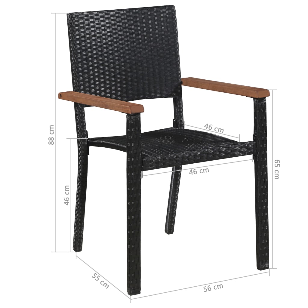 7-Delige Tuinset Poly Rattan En Acaciahout Zwart