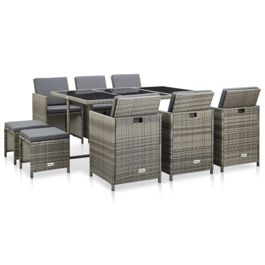 1 Tuinset Met Kussens Poly Rattan