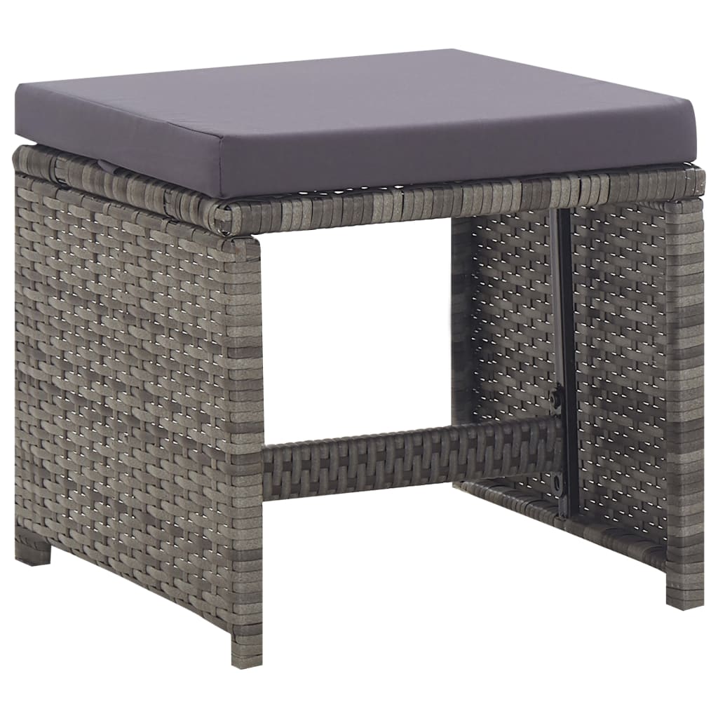 5-Delige Tuinset Poly Rattan En Acaciahout Antraciet