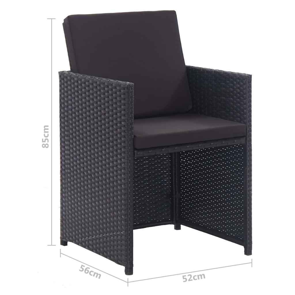 13-Delige Tuinset Met Kussens Poly Rattan Zwart