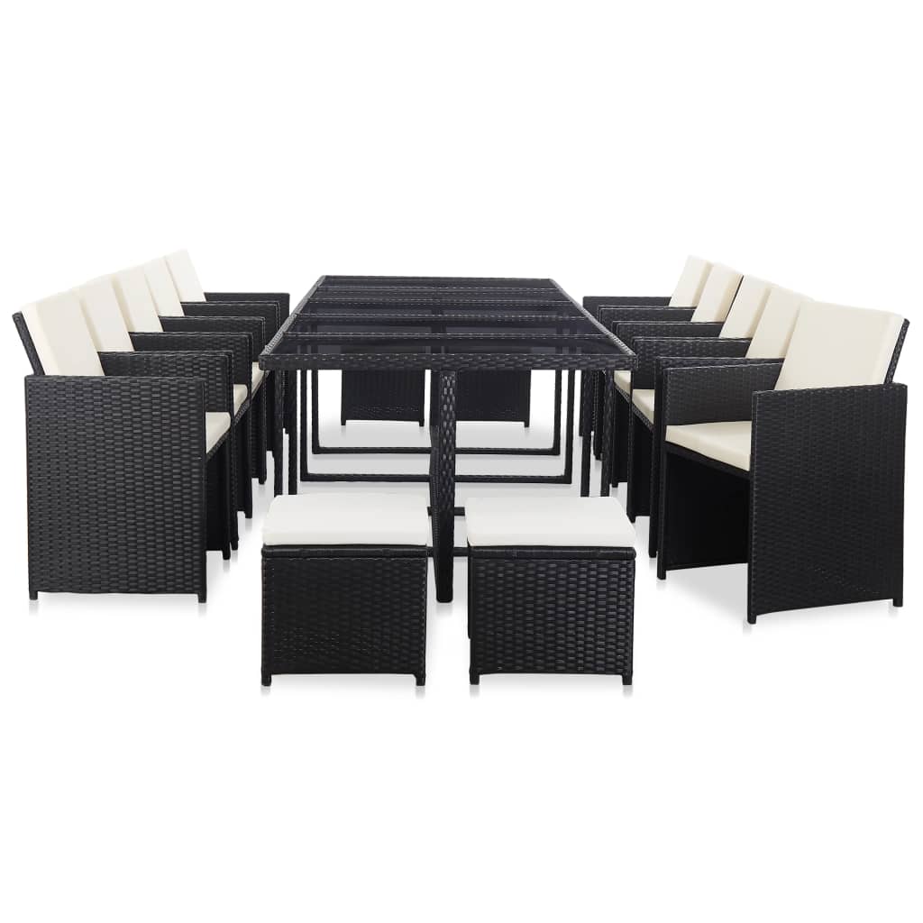 15-Delige Tuinset Met Kussens Poly Rattan
