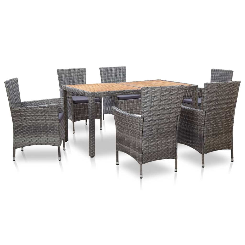 7-Delige Tuinset Met Kussens Poly Rattan