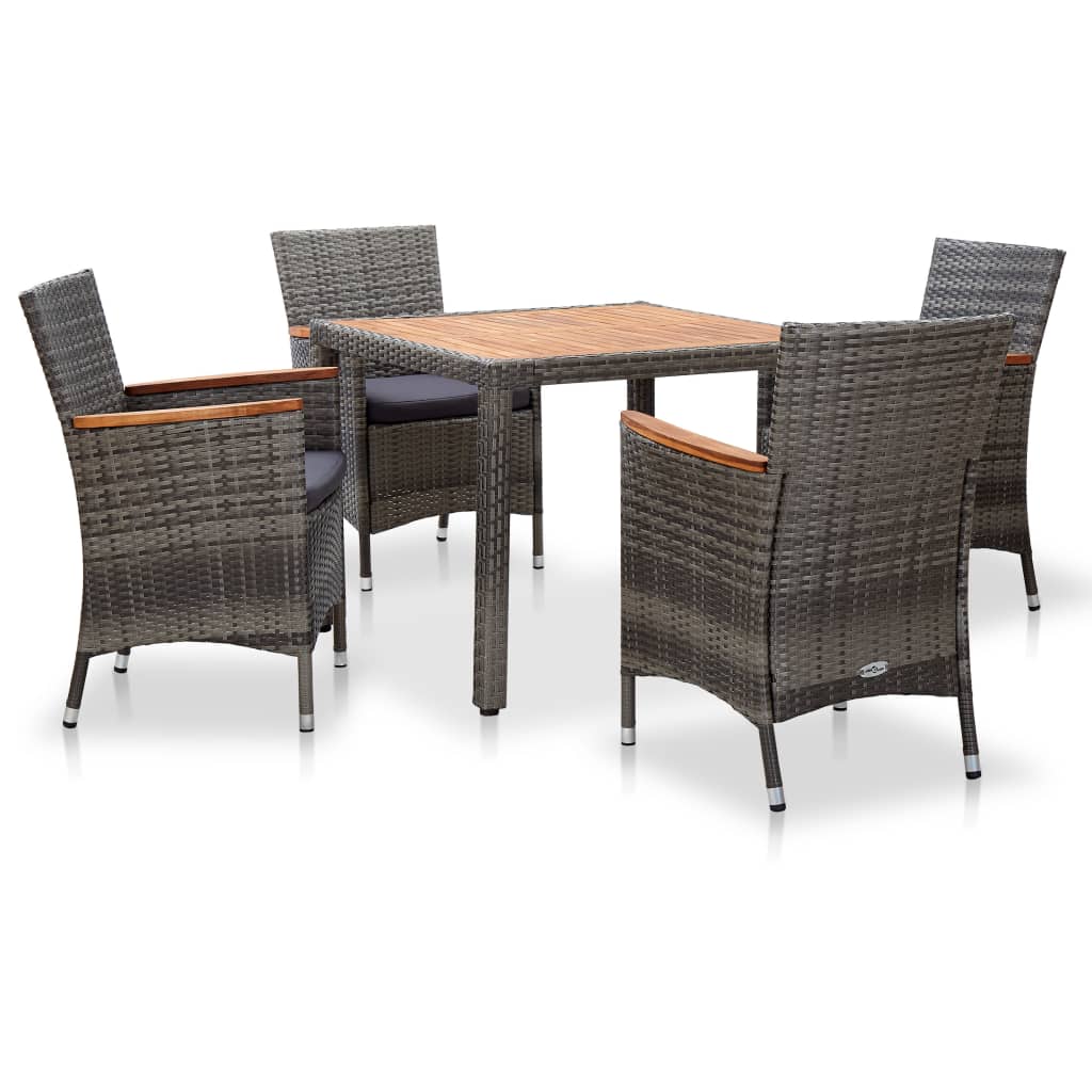 5-Delige Tuinset Met Kussens Poly Rattan