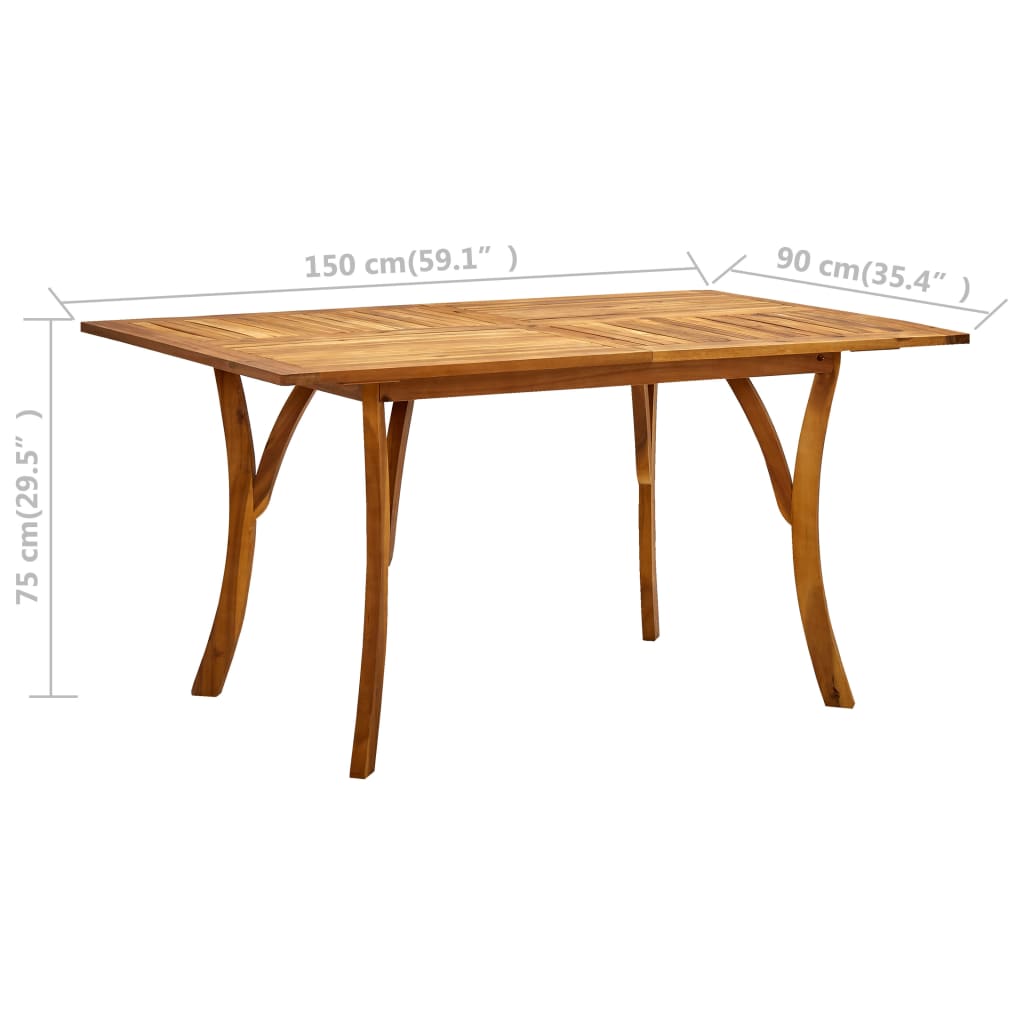 7-Delige Tuinset 150X90 Cm Massief Acaciahout