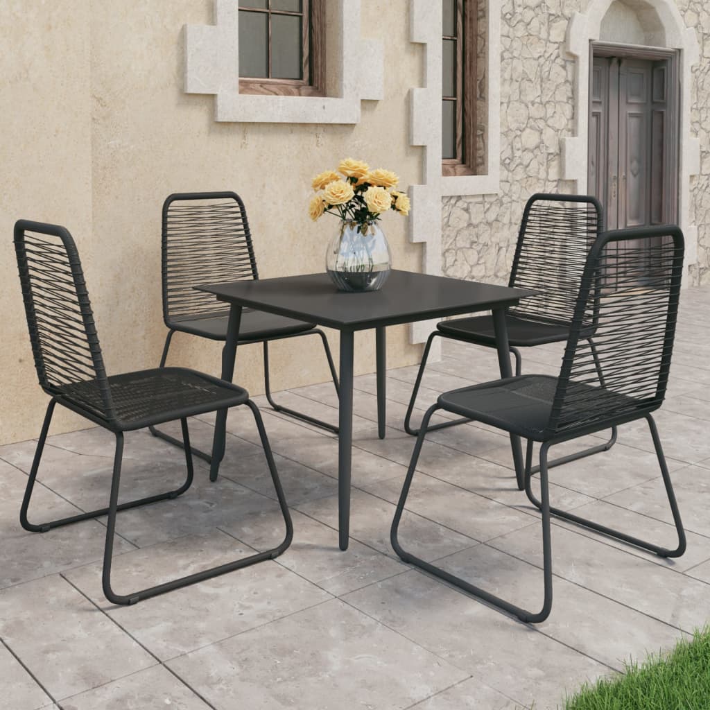 5-Delige Tuinset Pvc-Rattan Zwart