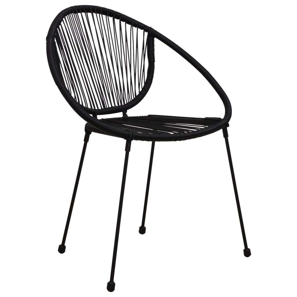 3-Delige Tuinset Pvc-Rattan Zwart