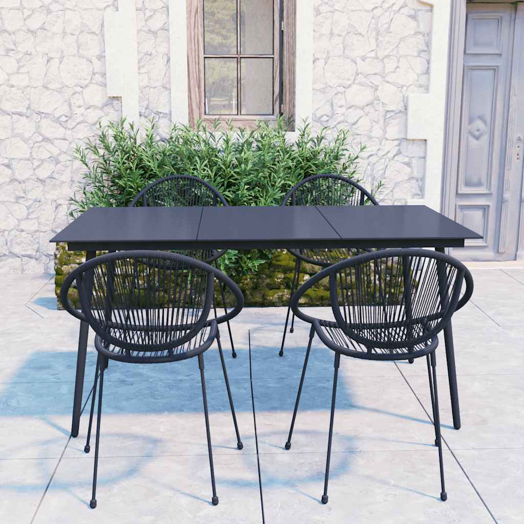 3-Delige Tuinset Pvc-Rattan Zwart