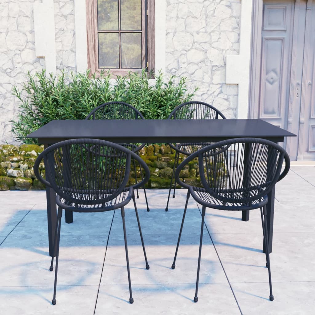 3-Delige Tuinset Pvc-Rattan Zwart