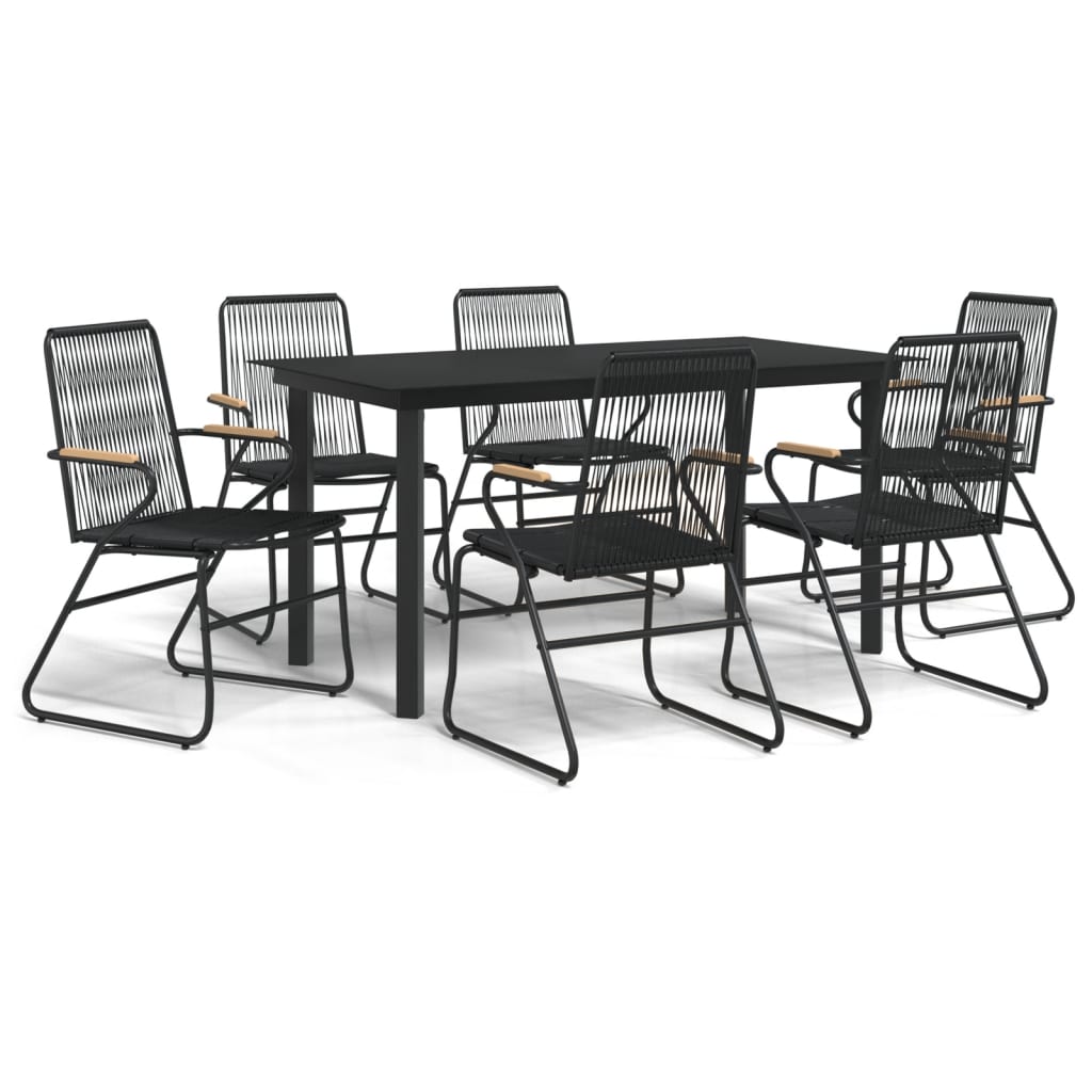 7-Delige Tuinset Pvc-Rattan Zwart