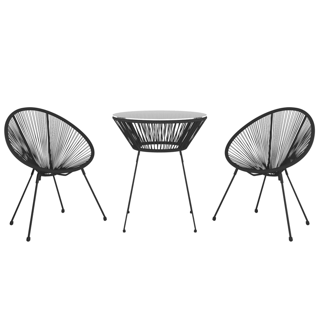 3-Delige Tuinset Pvc-Rattan Zwart