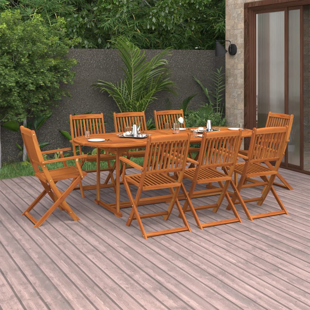 9-Delige Tuinset 220X90X75 Cm Massief Acaciahout