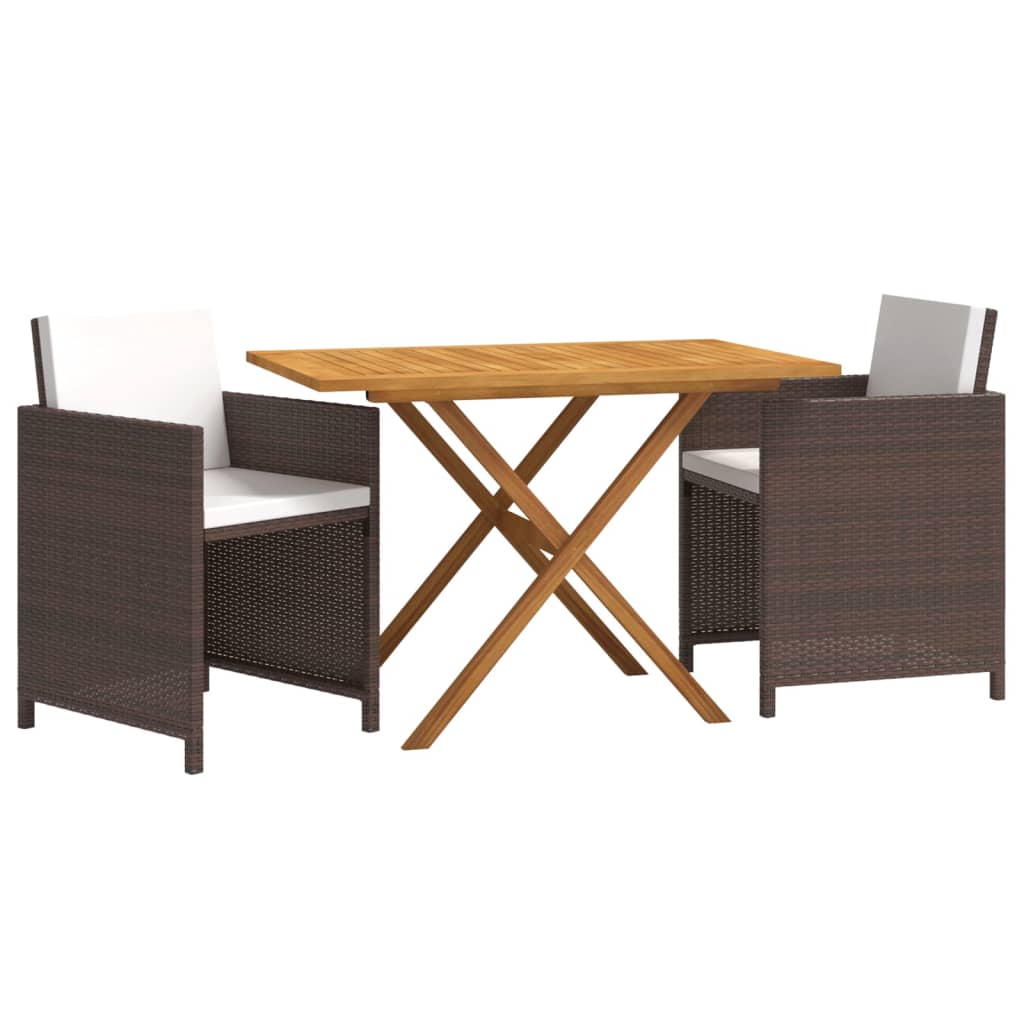 3-Delige Tuinset Met Kussens Poly Rattan