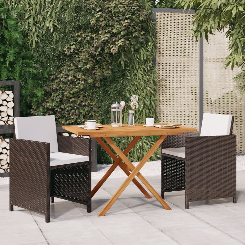 3-Delige Tuinset Met Kussens Poly Rattan