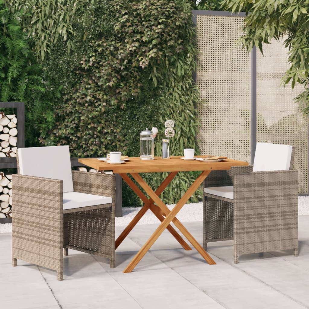 3-Delige Tuinset Met Kussens Poly Rattan