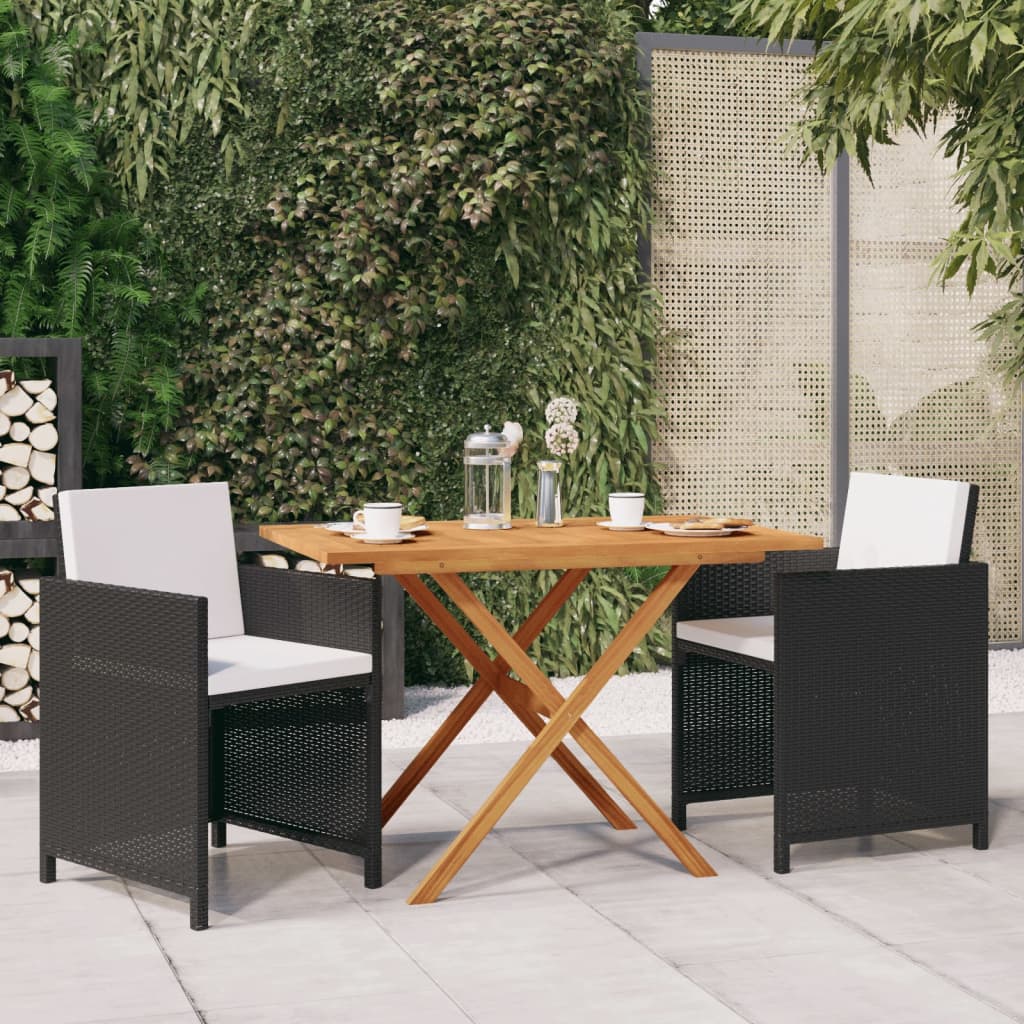 3-Delige Tuinset Met Kussens Poly Rattan