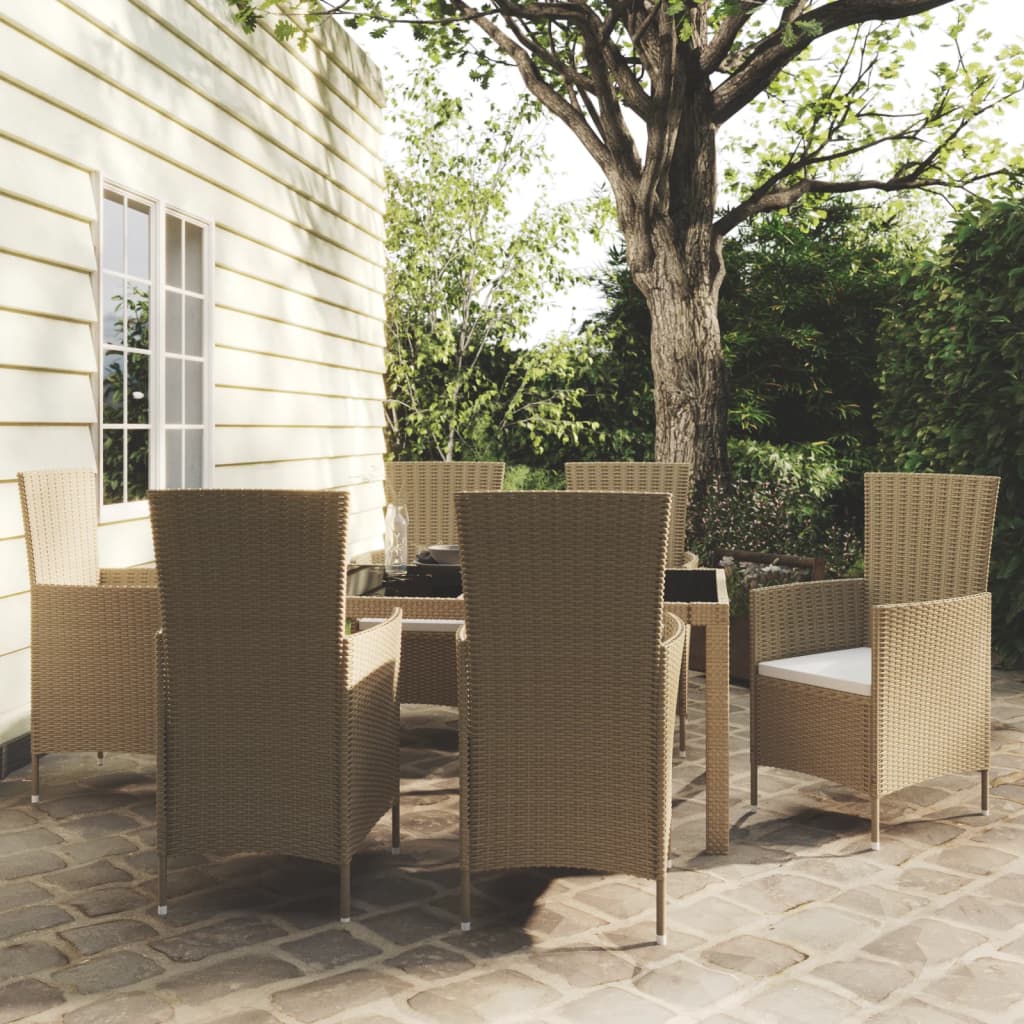 7-Delige Tuinset Met Kussens Poly Rattan