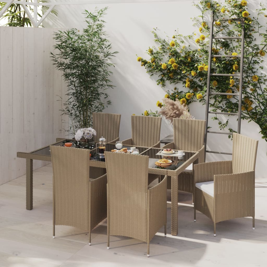 7-Delige Tuinset Met Kussens Poly Rattan