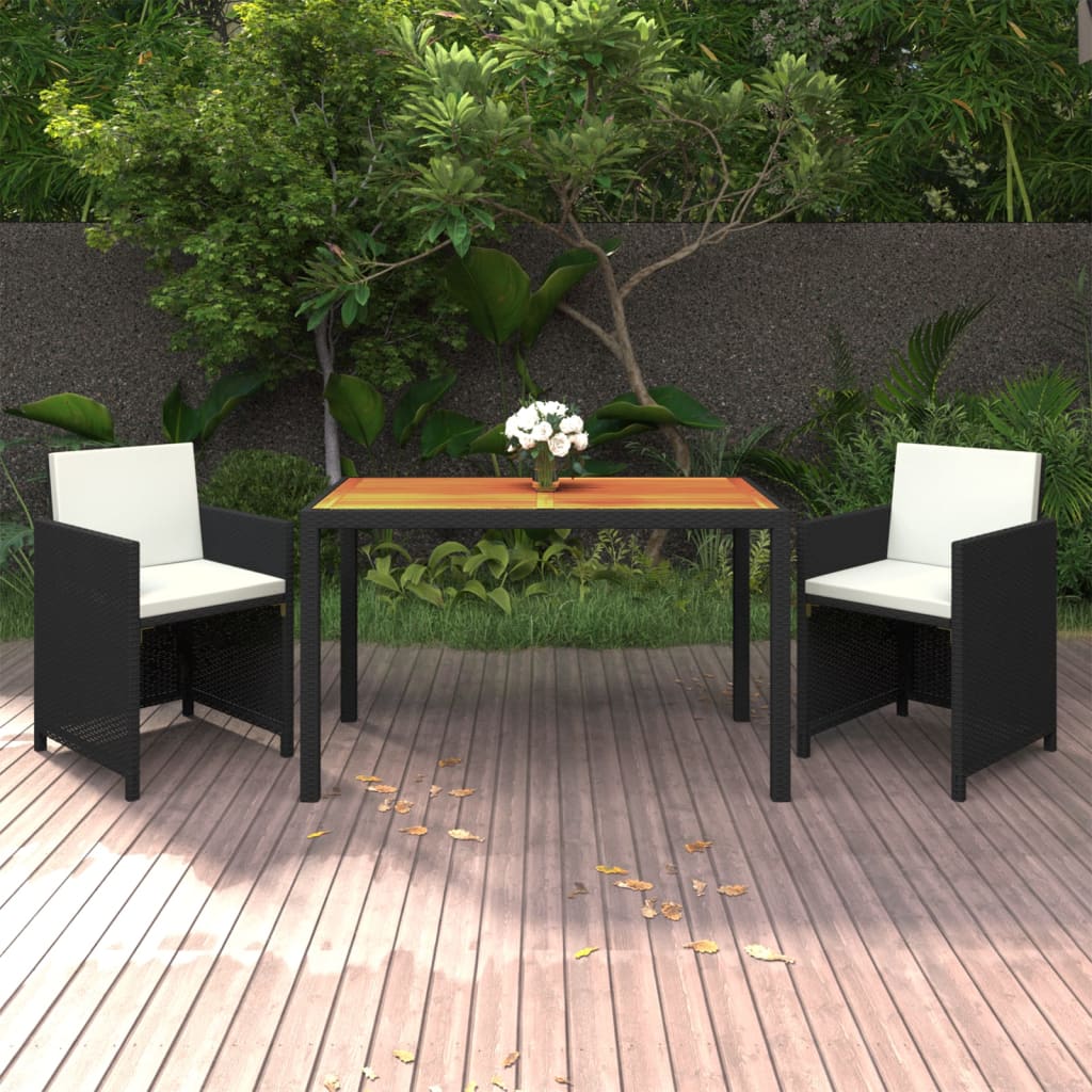 3-Delige Tuinset Met Kussens Poly Rattan