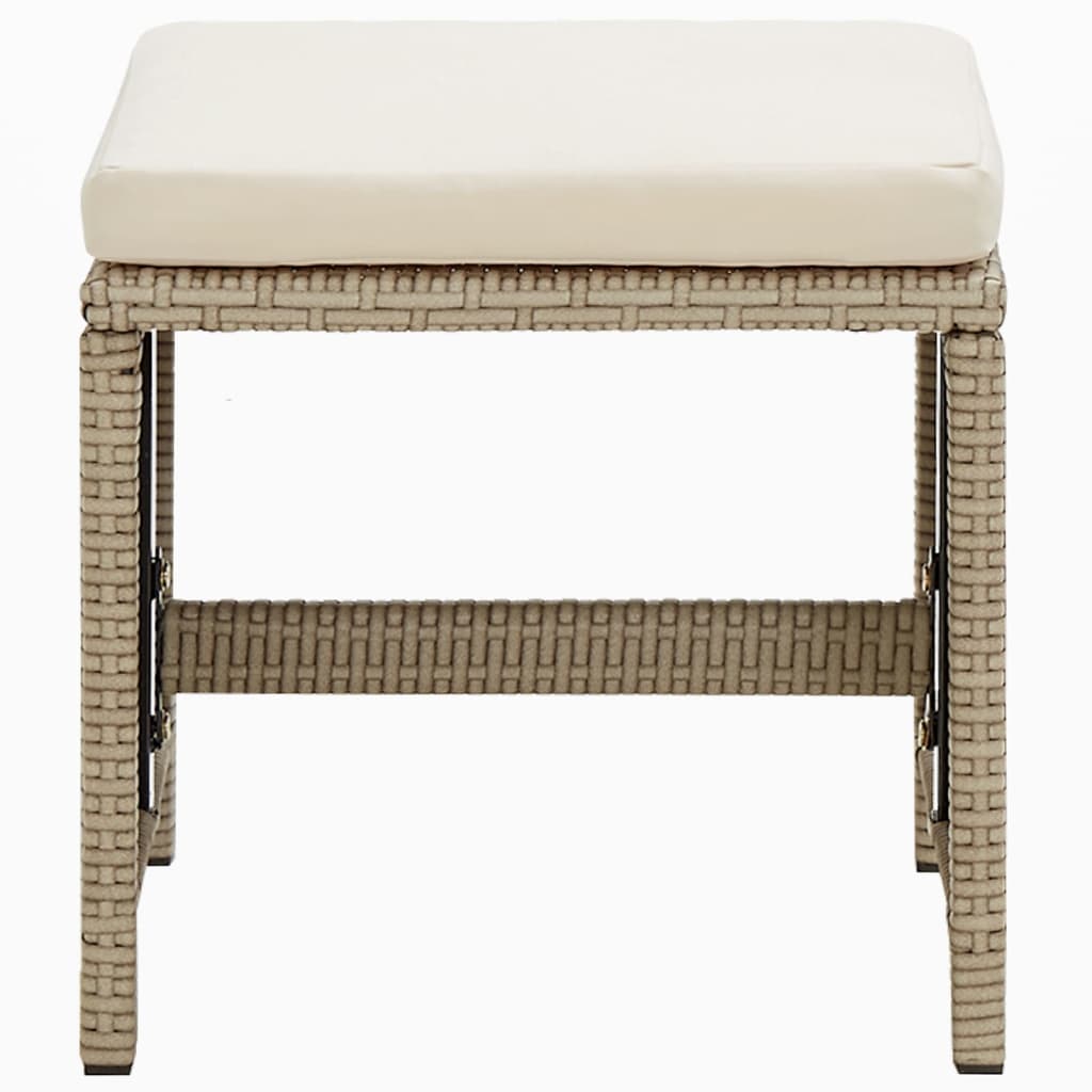 9-Delige Tuinset Met Kussens Poly Rattan Beige En Crèmewit