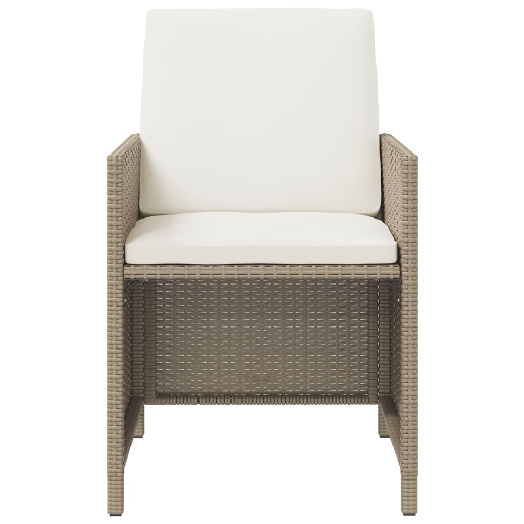 9-Delige Tuinset Met Kussens Poly Rattan Beige En Crèmewit