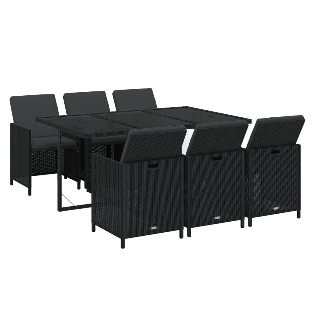 7-Delige Tuinset Met Kussens Poly Rattan Zwart