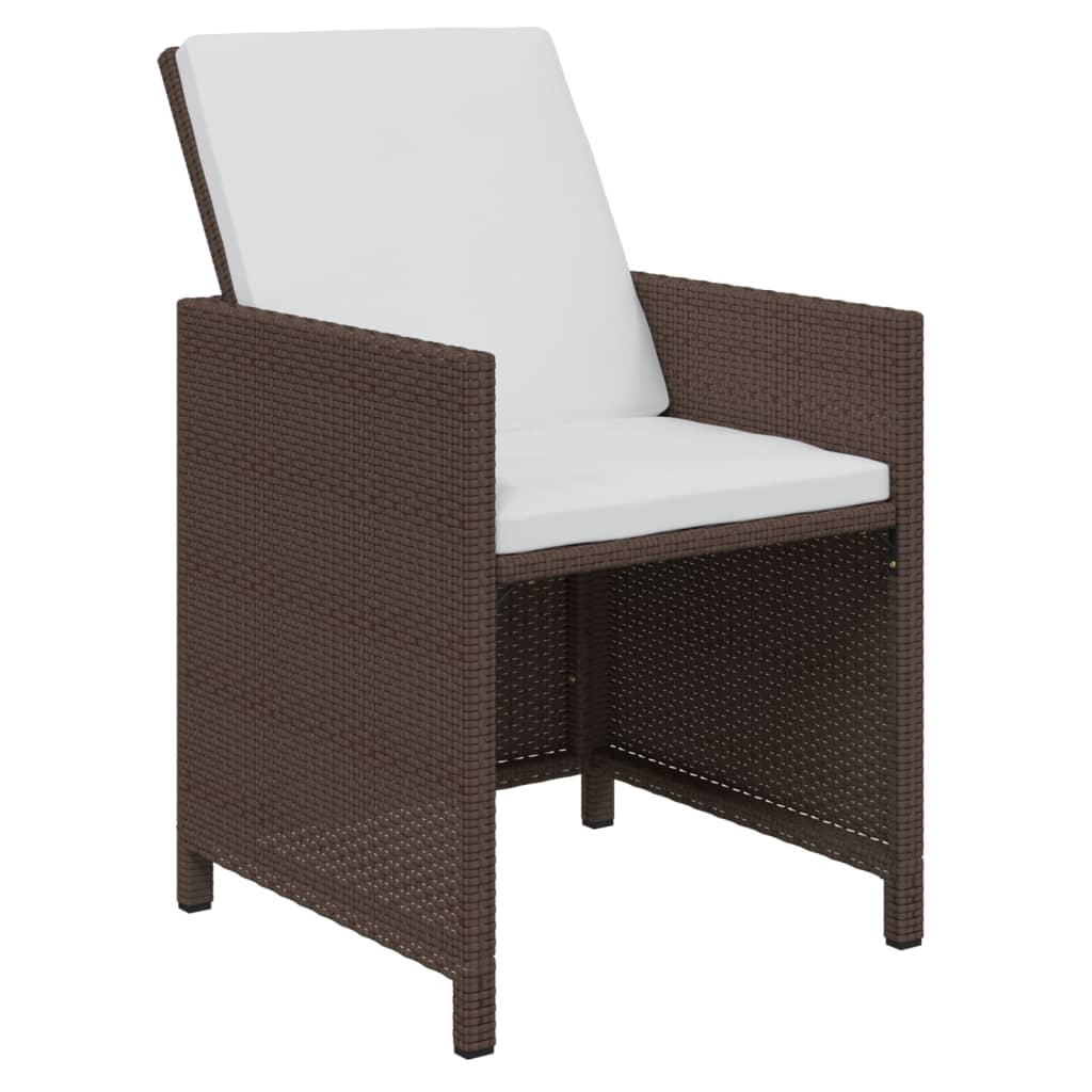 7-Delige Tuinset Met Kussens Poly Rattan Bruin En Crèmewit