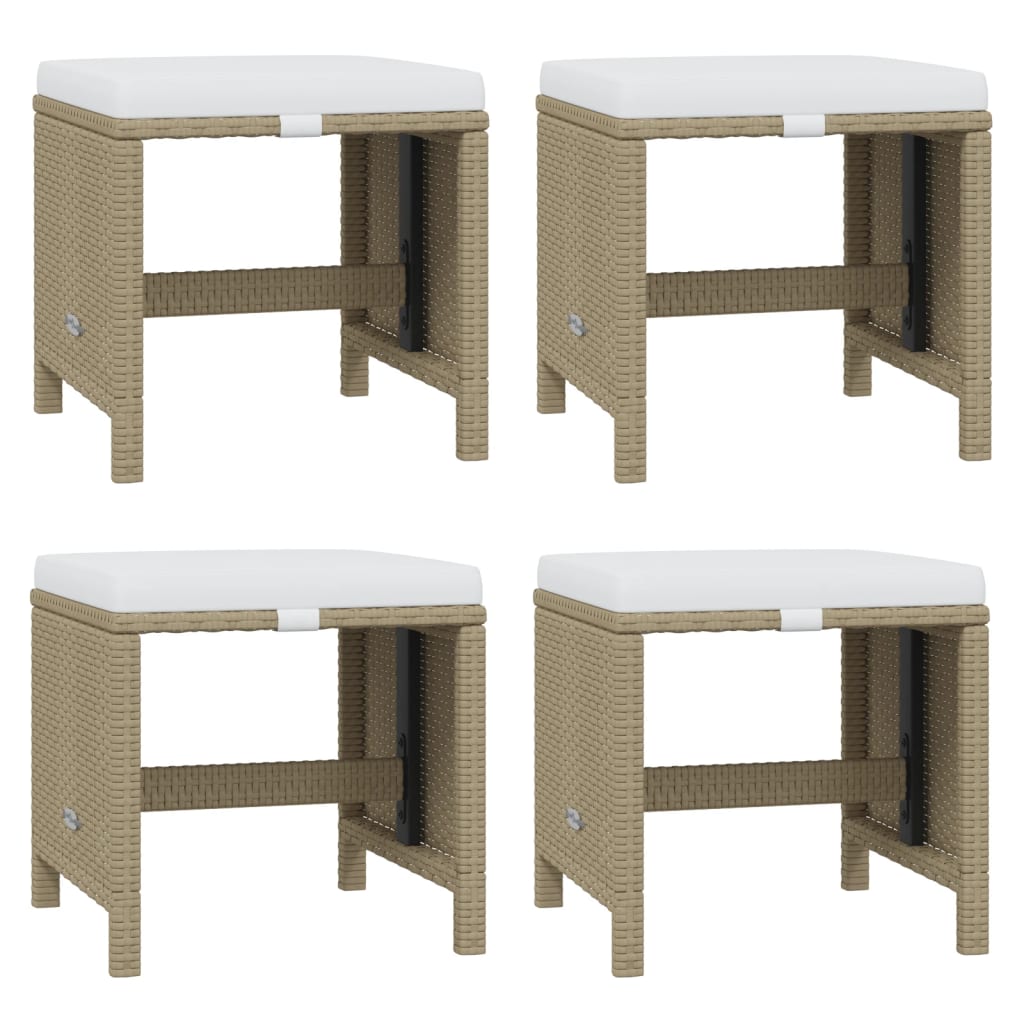 1 Tuinset Met Kussens Poly Rattan Beige En Crèmewit