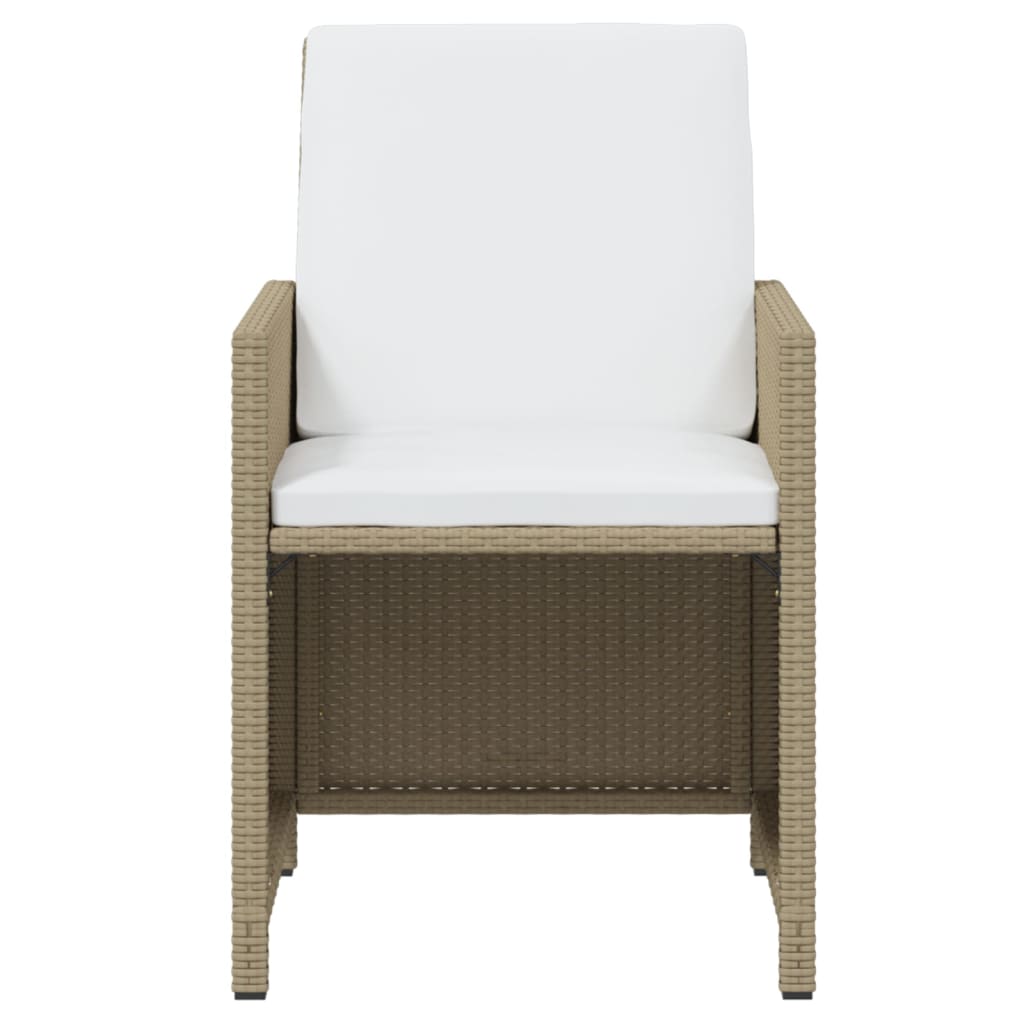 9-Delige Tuinset Met Kussens Poly Rattan Beige En Crèmewit