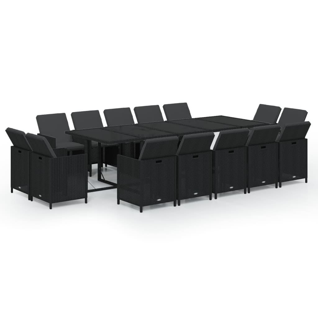 15-Delige Tuinset Met Kussens Poly Rattan