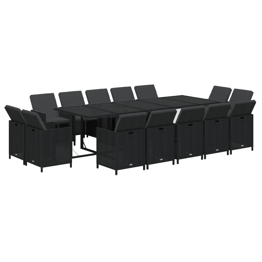 15-Delige Tuinset Met Kussens Poly Rattan