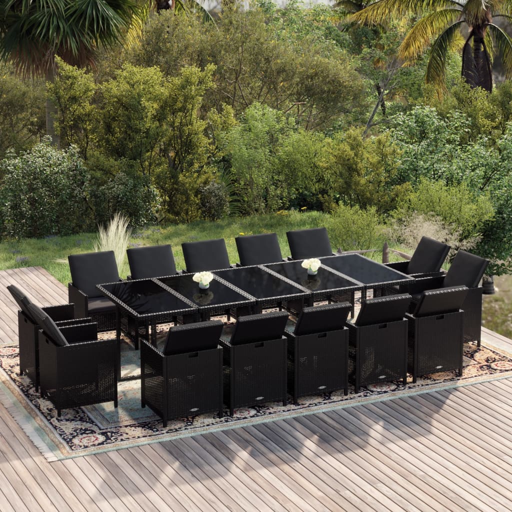 15-Delige Tuinset Met Kussens Poly Rattan