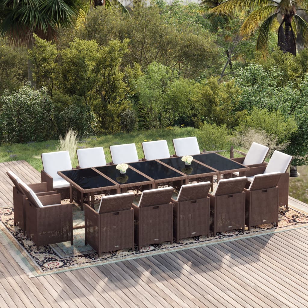 15-Delige Tuinset Met Kussens Poly Rattan