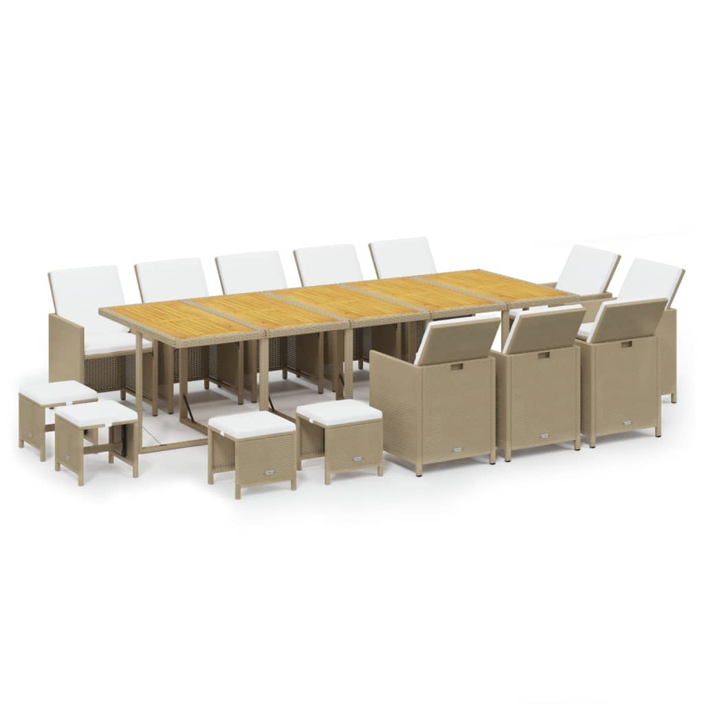 15-Delige Tuinset Met Kussens Poly Rattan
