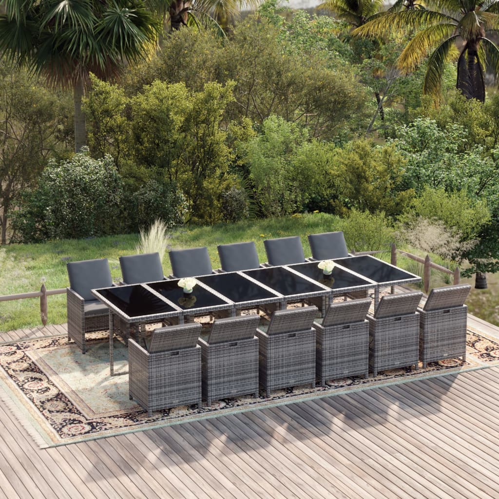 13-Delige Tuinset Met Kussens Poly Rattan
