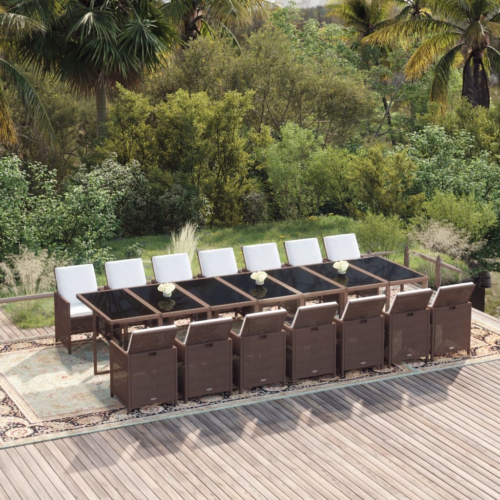 13-Delige Tuinset Met Kussens Poly Rattan