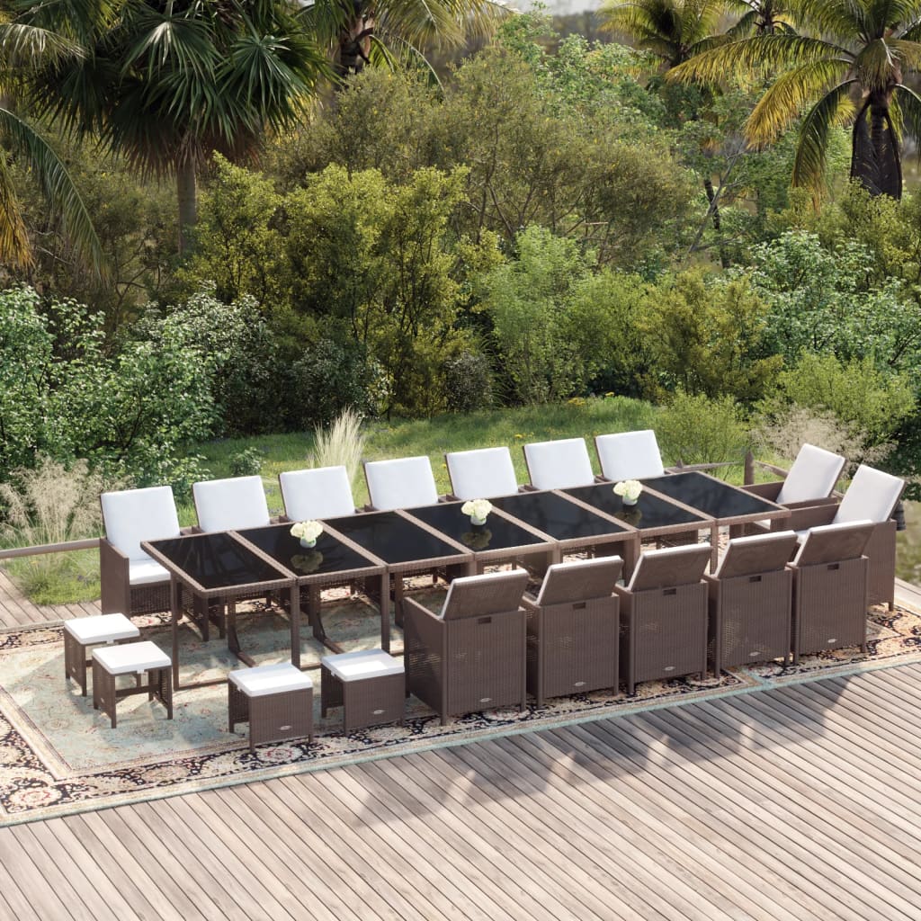 19-Delige Tuinset Met Kussens Poly Rattan