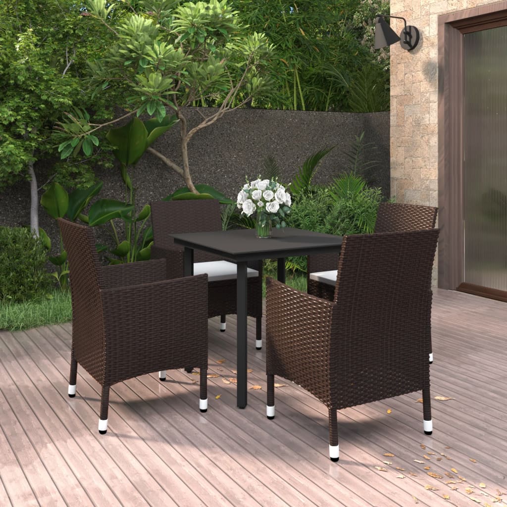7-Delige Tuinset Met Kussens Poly Rattan En Glas