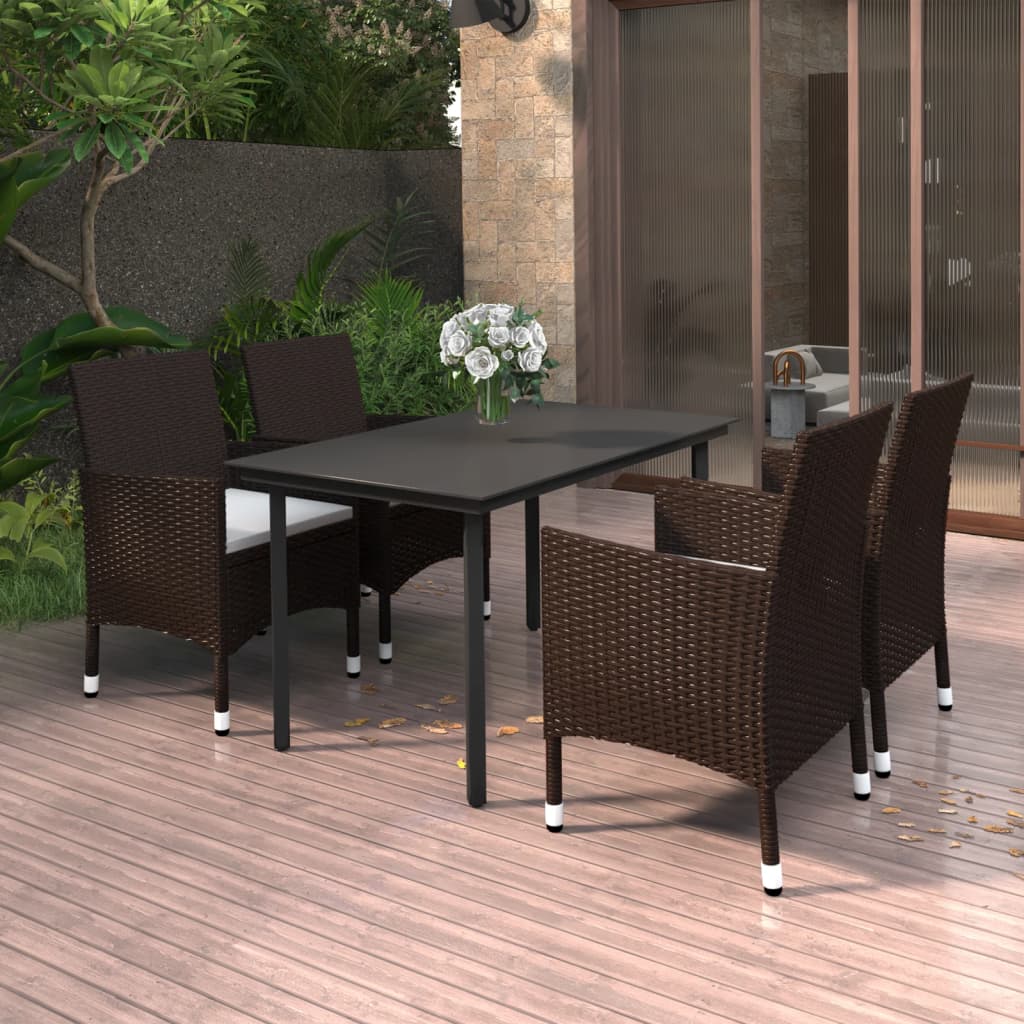 7-Delige Tuinset Met Kussens Poly Rattan En Glas